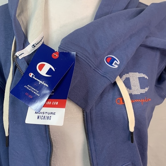 Champion Blue Hooded Zip Up Sweatshirt- NWT - Picture 12 of 16